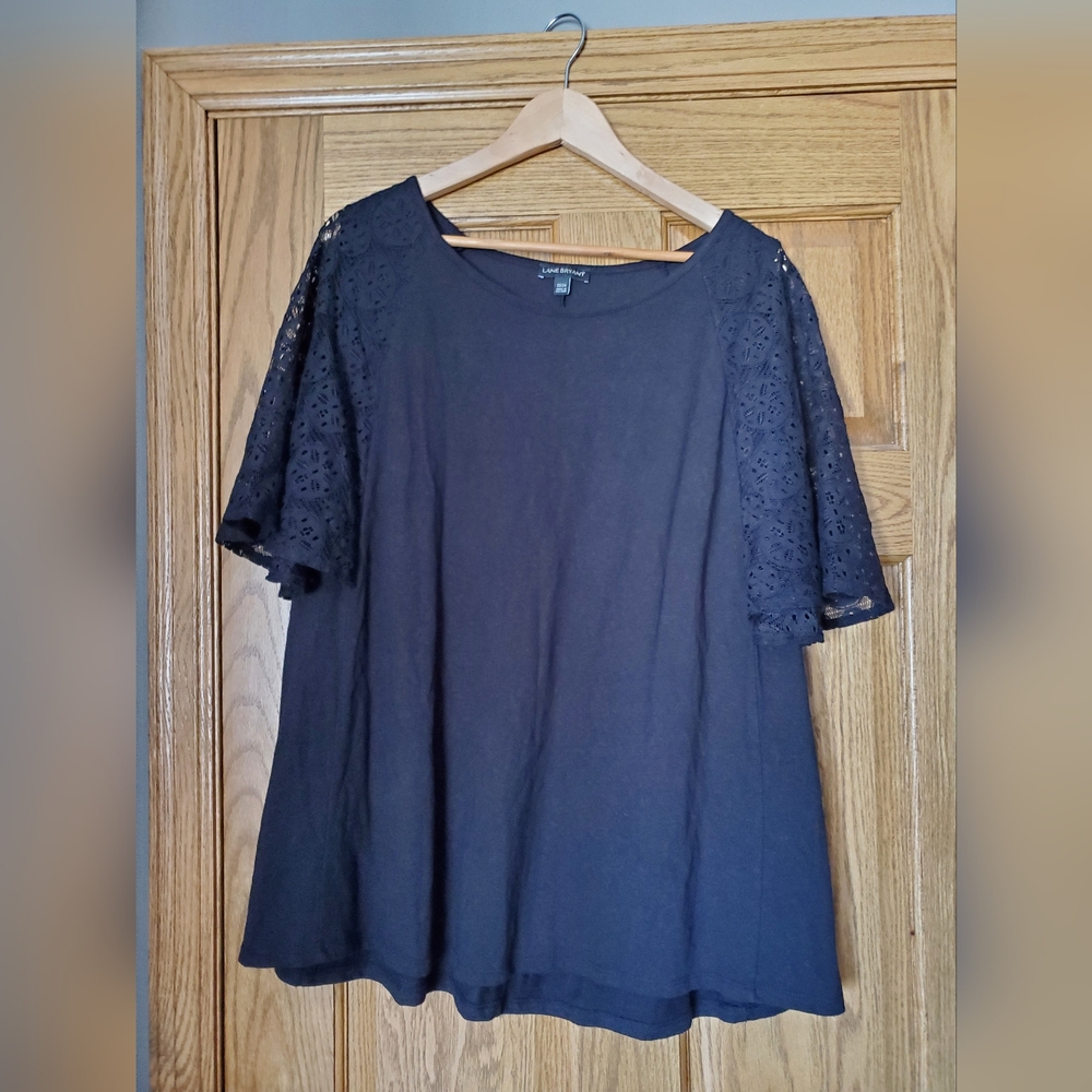 Lane Bryant Black Lace Sleeve Shirt 22/24.